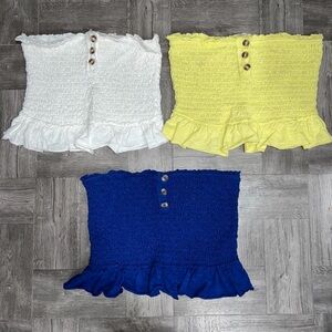 3 Free People “Babe” Smocked Tube Tops Size Medium
